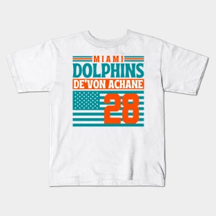 Miami Dolphins Achane 28 American Flag Football Kids T-Shirt